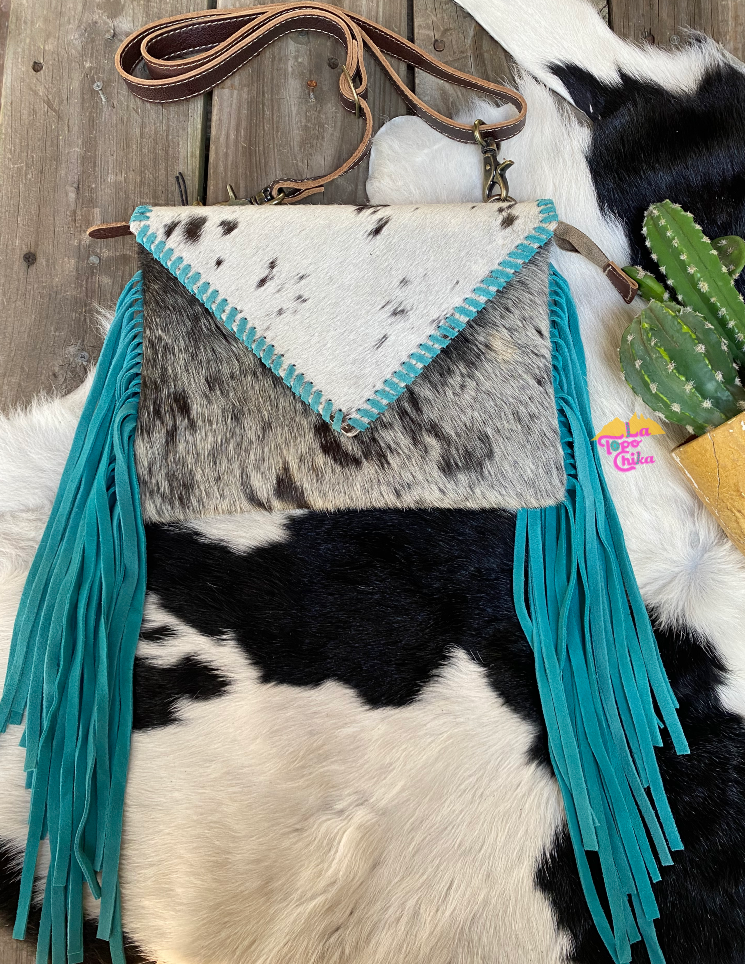 Turquoise fringe envelope